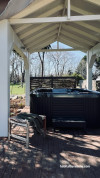 Pergola, outdoor pergola featuring Resene Alabaster