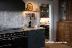 Kitchen, moody-inspired kitchen, kitchen featuring Resene Jurassic and Resene Innocence