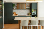 Kitchen, green kitchen, kitchen featuring Resene Holly