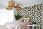 Bedroom, guest bedroom, bedroom featuring wallpaper, tropical wallpaper