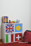 Storage cubes, kids, children, DIY, paint, Resene testpots, flags, painted boxes 