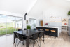 kitchen, white kitchen, black and white kitchen, open plan living, monochrome dining room 