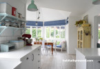 kitchen, dining room, white kitchen, white dining, eclectic, interior inspiration, blue features 