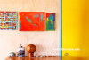 aqua paint, yellow paint, whitewash, plywood, tiny house, small spaces, bach decorating ideas